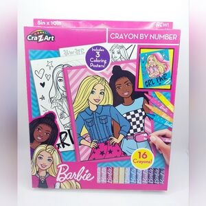 Cra-Z-Art Barbie Crayon by Number Poster Set, 19 Piece Coloring Set, Beginner